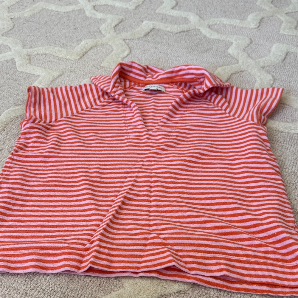 Women's terry cloth Polo Shirt - Pink and Orange